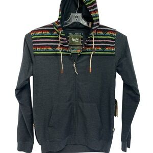 Howler Brothers Black Zip-Up Sweater with Multicolor‎ Accents (D43)